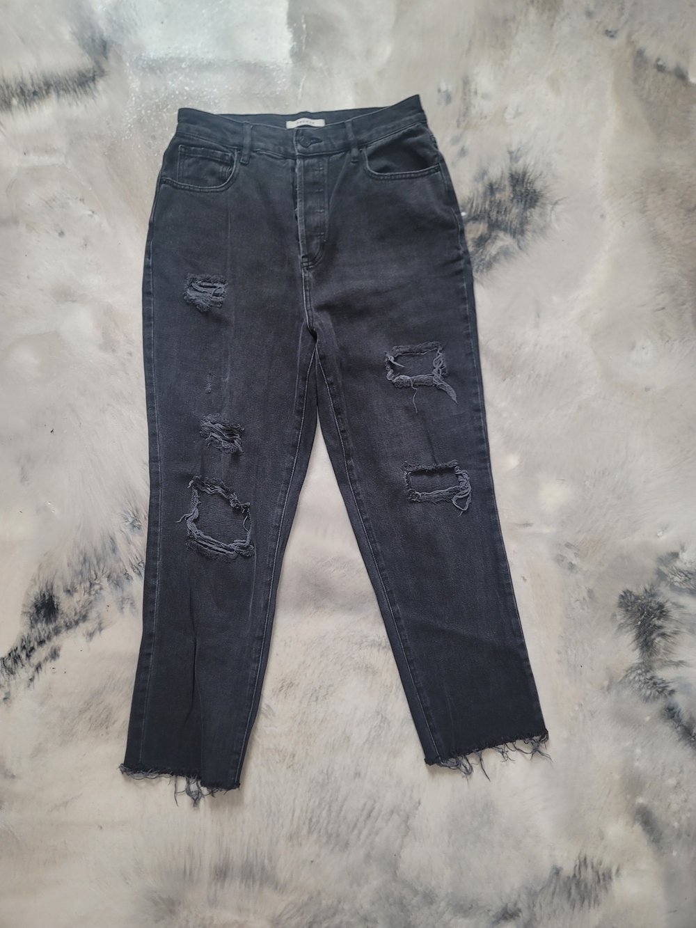 PacSun Washed Black Ripped Ankle Jeans